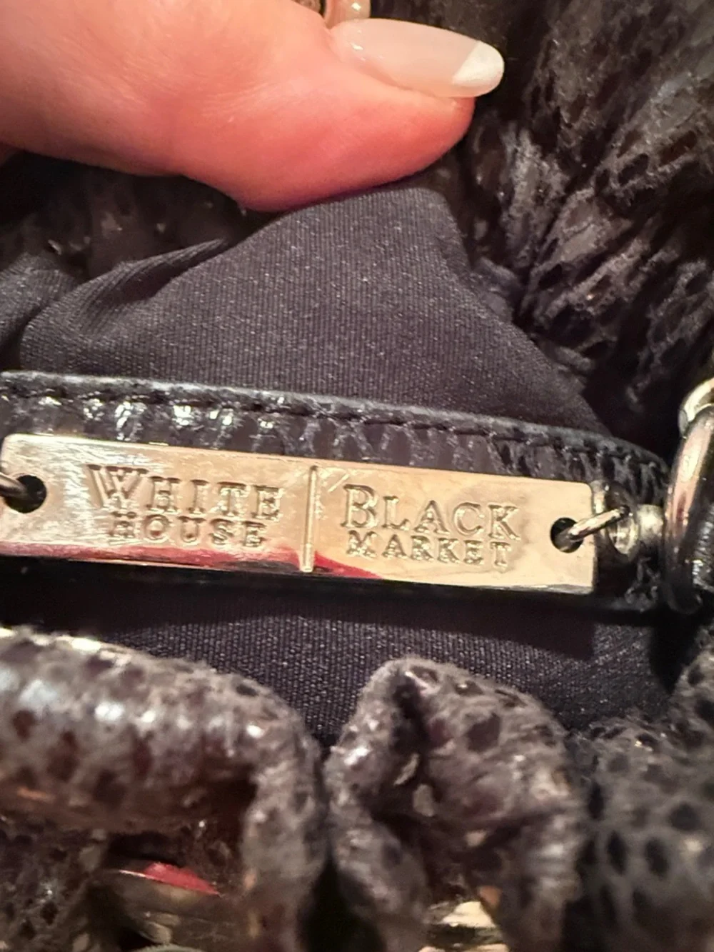 White House Black Market Black Jeweled Drawstring Crossbody - Picture 8 of 11